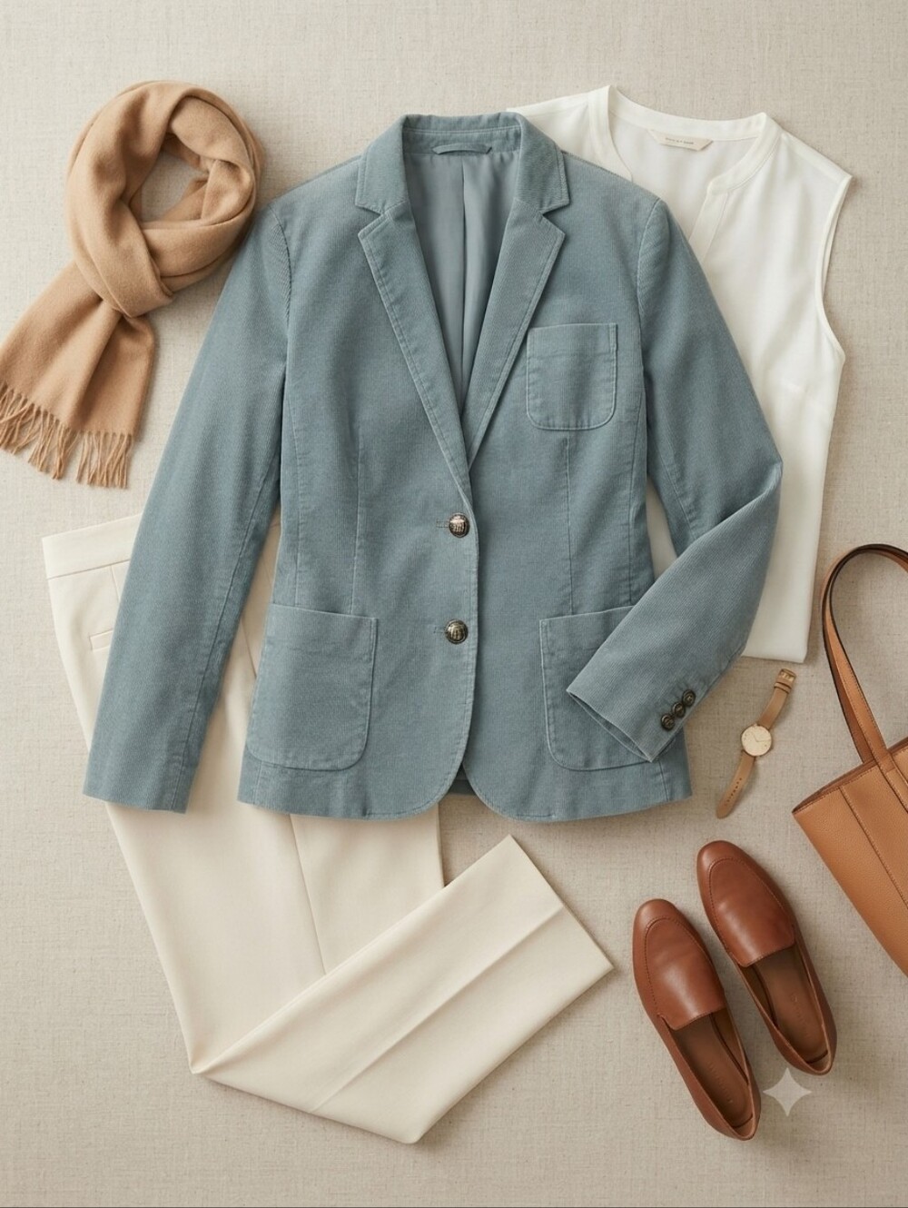 Talbots Blue Corduroy Structured Blazer Jacket